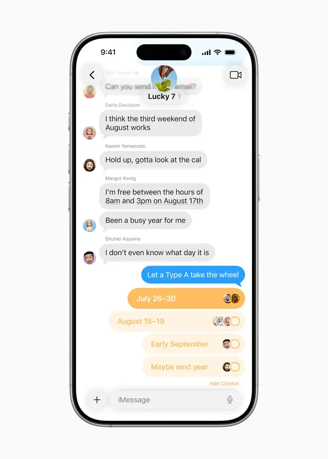 You can now create polls within Messages, helping you weigh up important decisions with a group of friends or family (Apple)