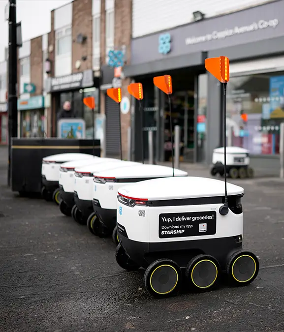 The two bots are part of a food delivery trail scheme from Co-op / Christopher Furlong / Staff / Getty