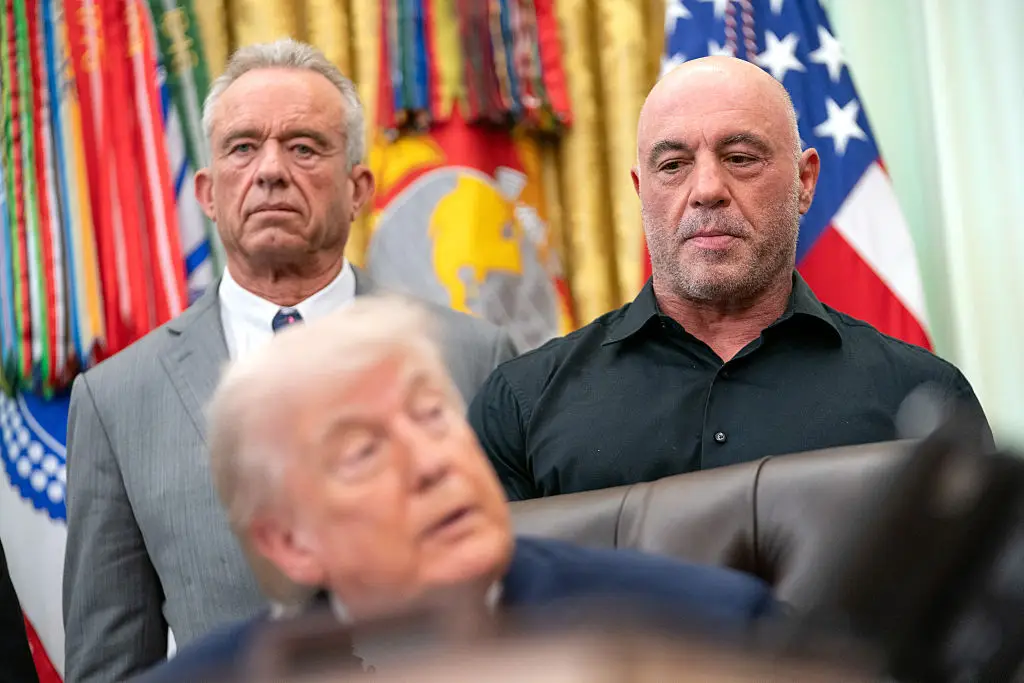 Rogan is downplaying the idea of a feud between him and President Trump (The Washington Post / Contributor / Getty)