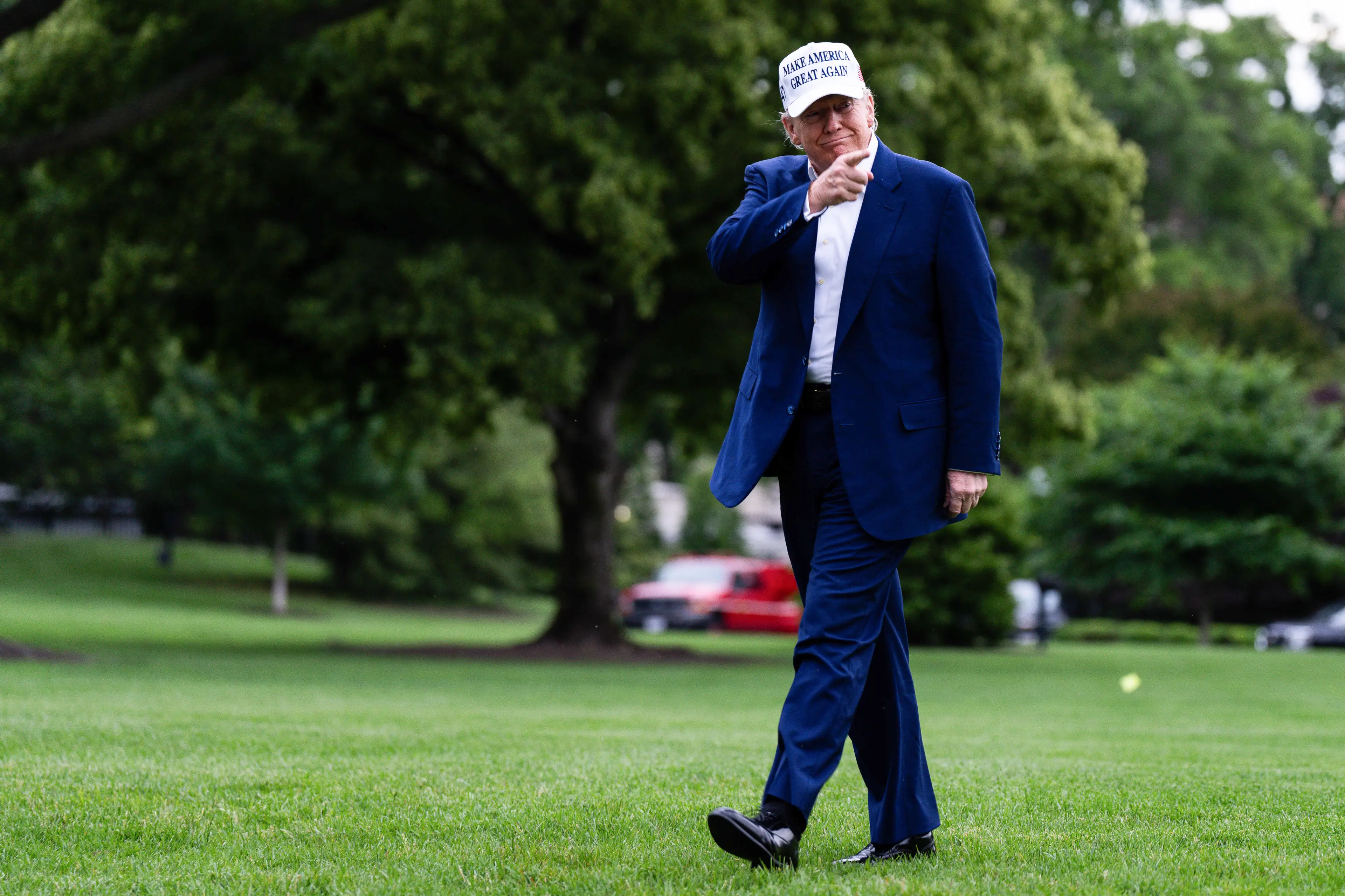 President Trump spent just one hour at the event (Tierney L. Cross/UPI/Bloomberg via Getty Images)