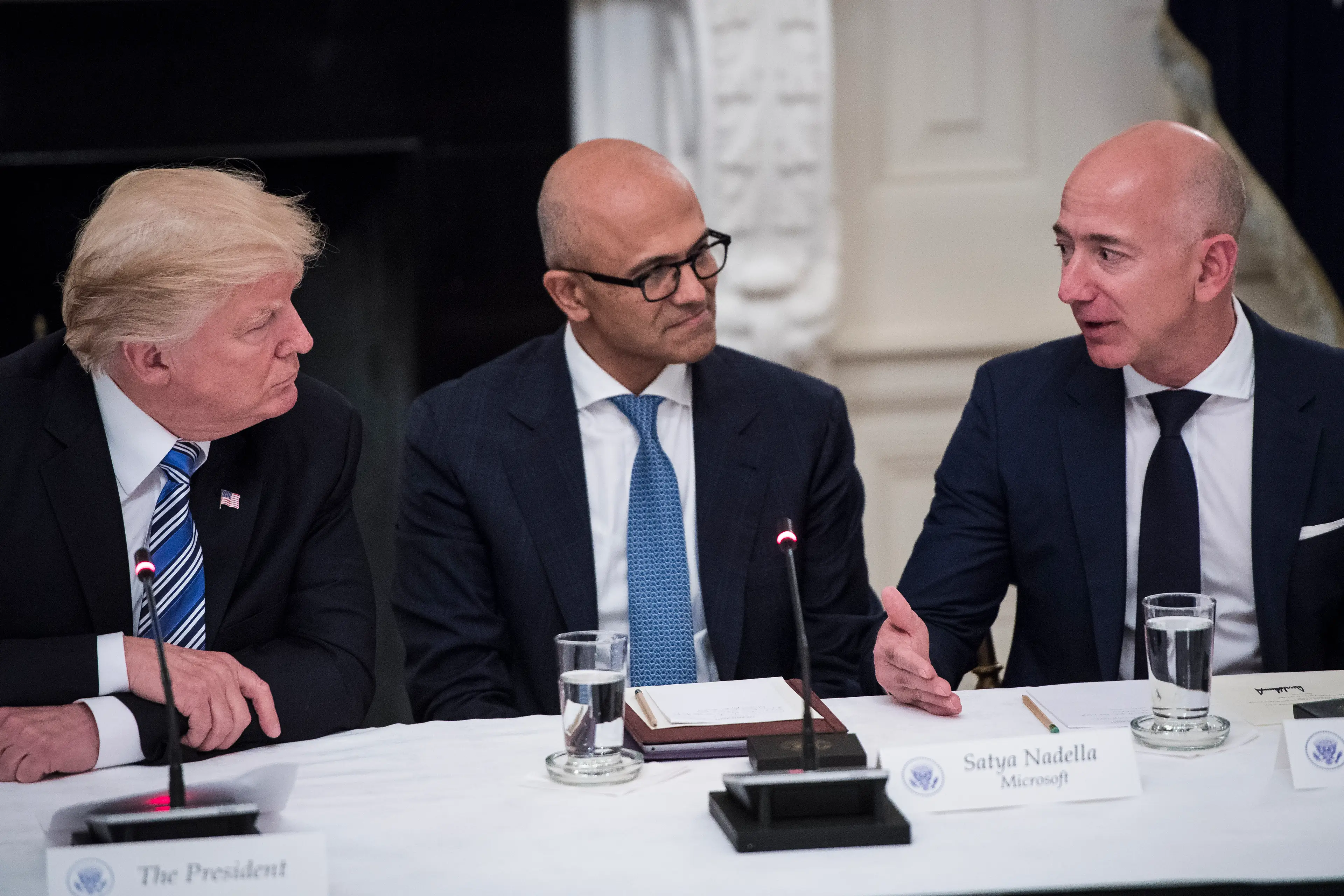There are theories Jeff Bezos is trying to get closer to Donald Trump (The Washington Post / Contributor / Getty)