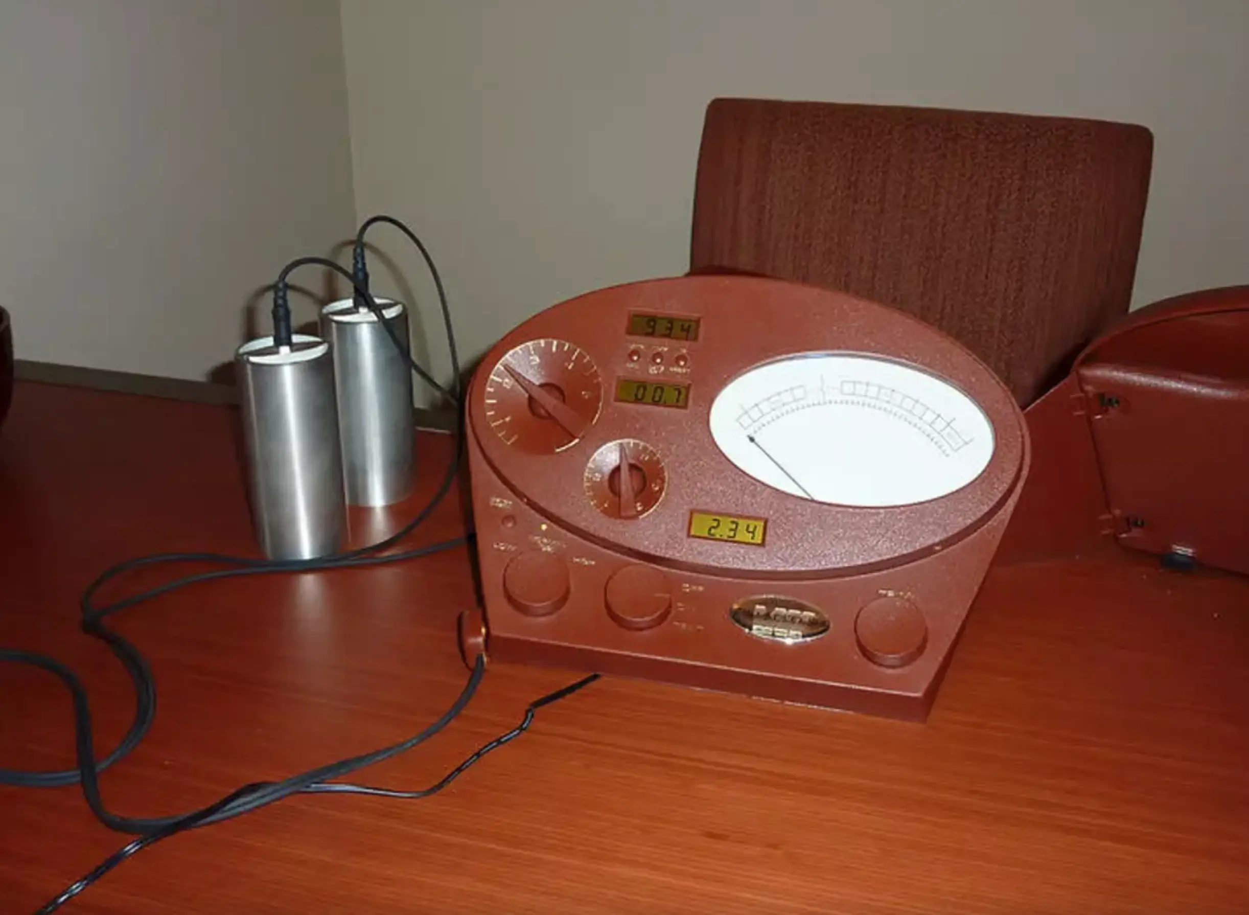 An E-meter used by the Church of Scientology in Quebec City, Canada, pictured in 2010 (Gaétan POULIOT/AFP via Getty Images)