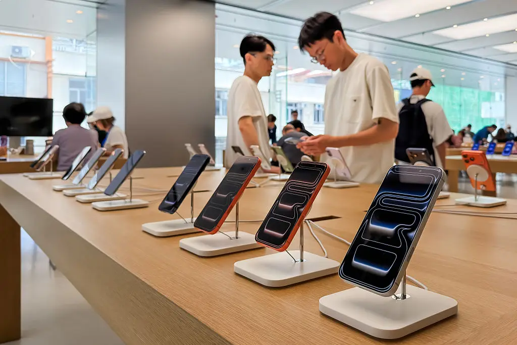 Apple is expected to announce its first ever foldable phone (Cheng Xin/Getty Images)
