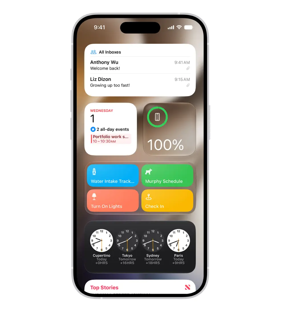 Widgets can be edited and resized on your home screen (Apple)