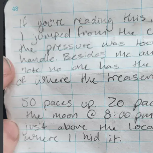 Rock climber finds eerie note directing him to 'hidden treasure'