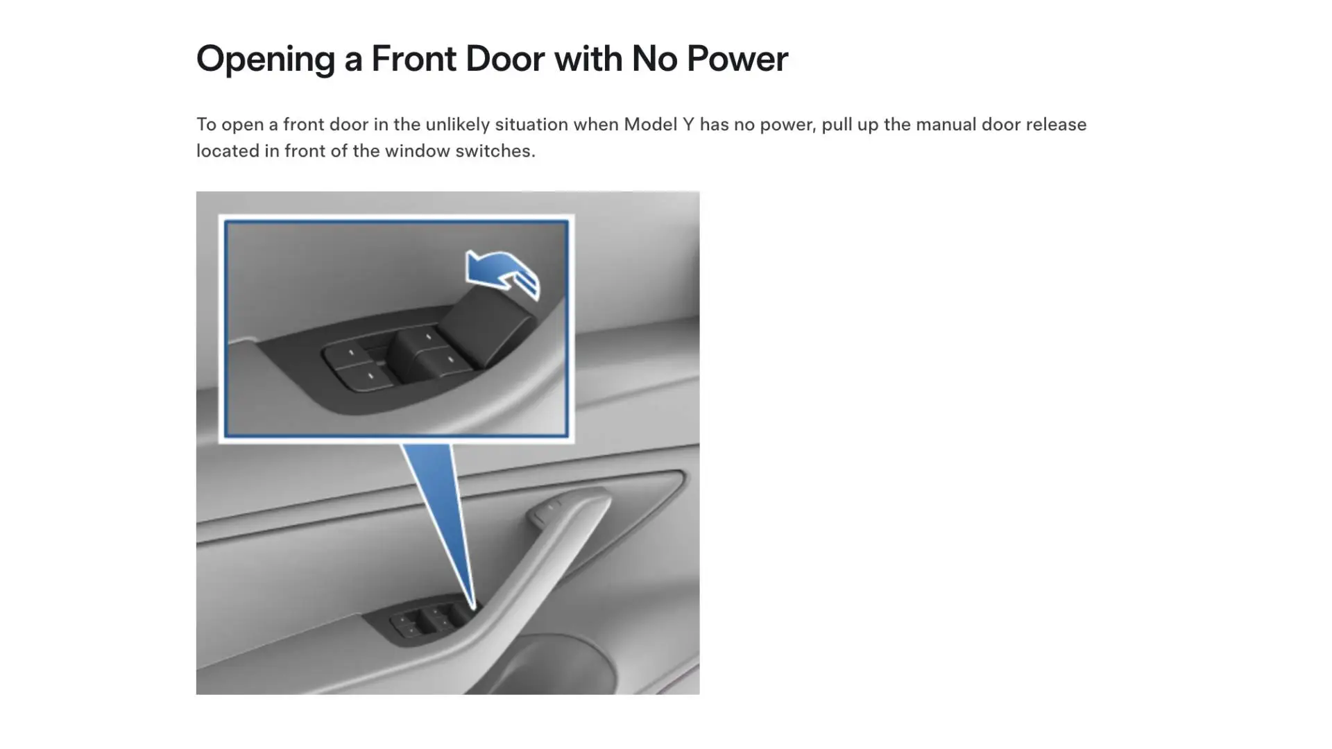 Tesla's instructions on how to open a door with no power (Tesla)