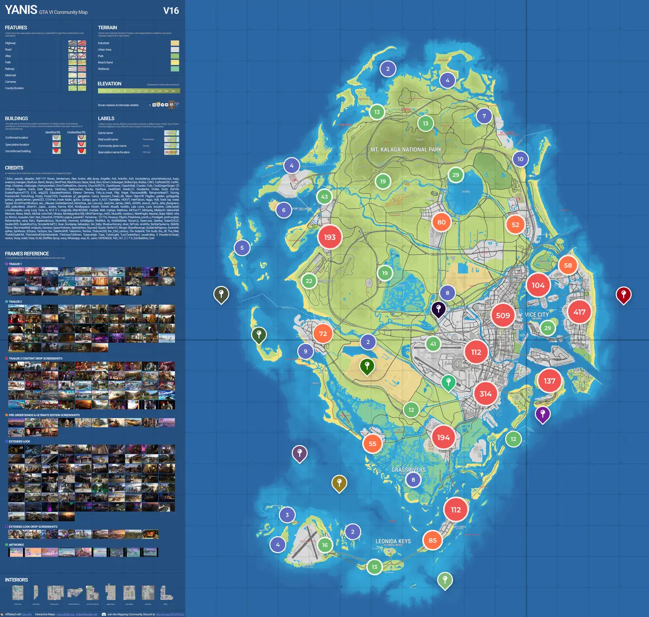 GTA 6's Leonida has already been mapped by fans to an impressive scale, with thousands of landmarks pinned so far (Yanis/GTA VI Community Map)