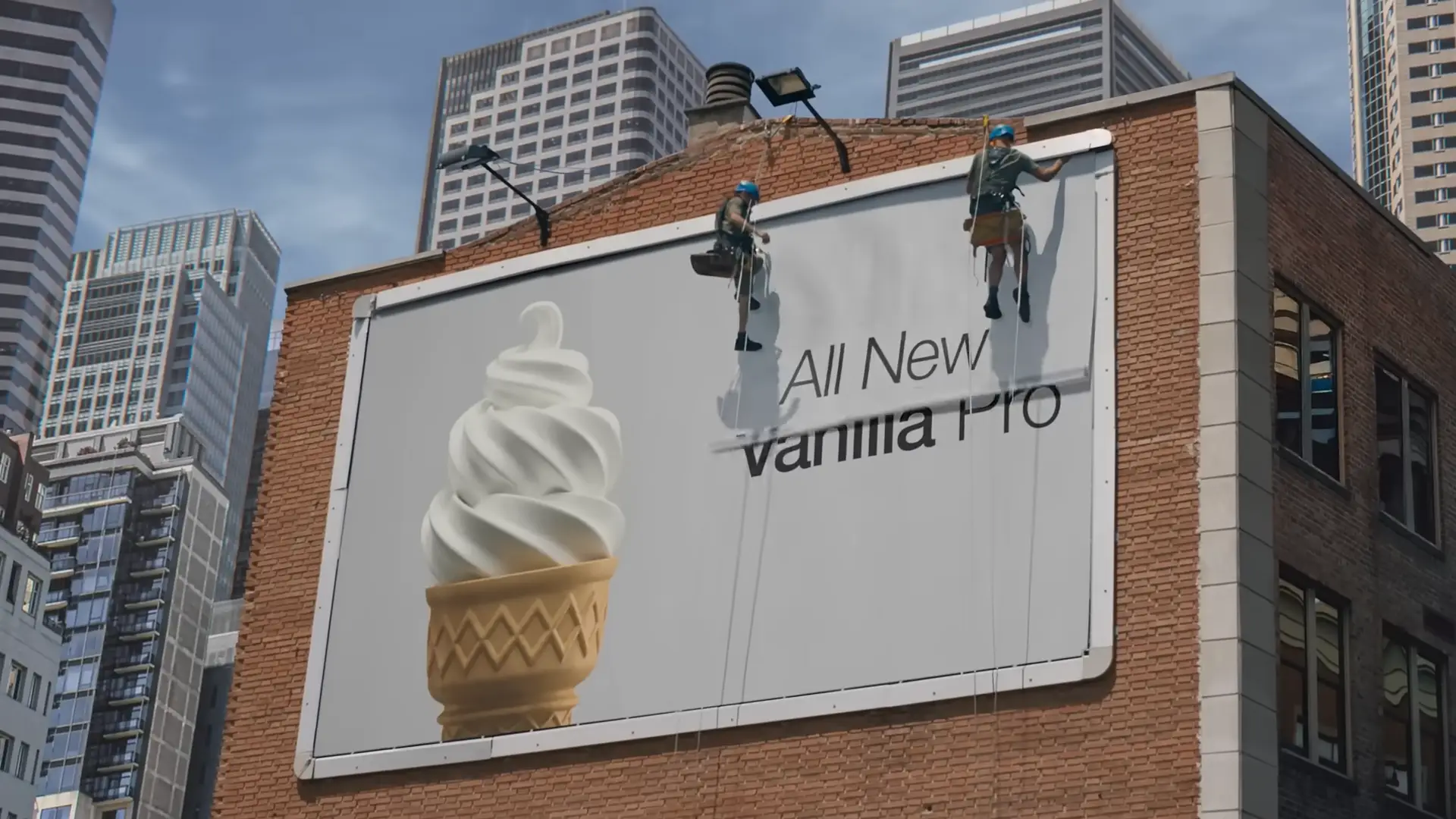 It's hard to miss the Apple connection when this billboard appears in the ad (Google)