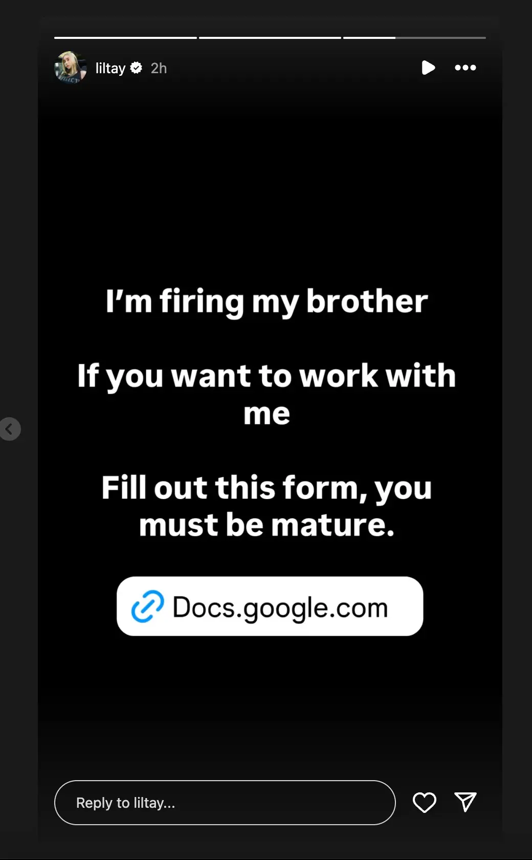 Lil Tay recently fired her brother, opening up applications to 'work with her' on her OnlyFans (Instagram/@liltay)