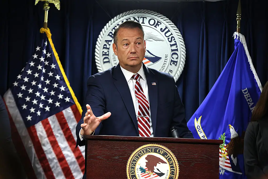 ICE Acting Director Todd Lyons has claimed that ICEBlock could lead to assaults on agents (Suzanne Kreiter/The Boston Globe via Getty Images)