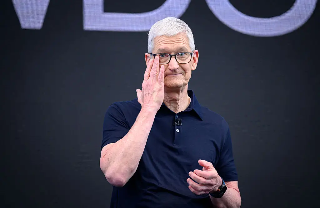Tim Cook joked he was no longer sure when the iPhone was invented after spotting one in a 350-year-old painting (JOSH EDELSON/Contributor/Getty)
