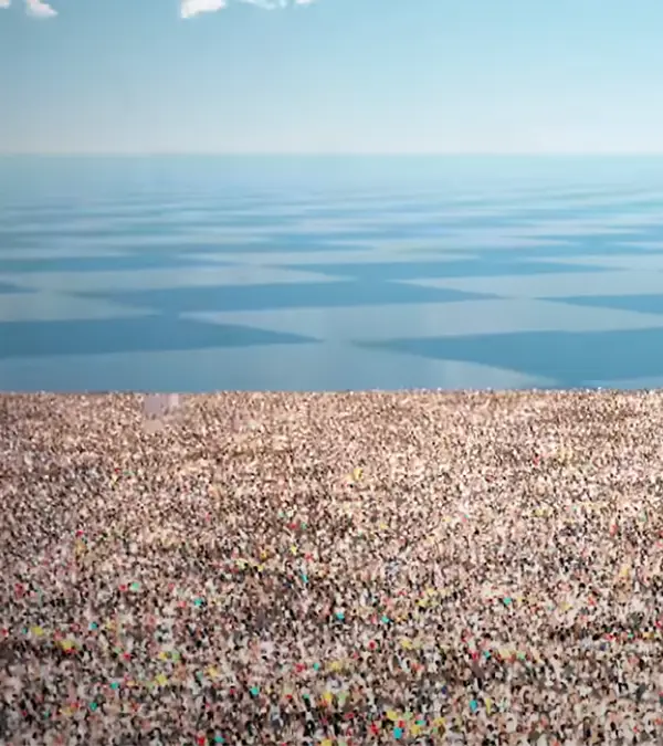 The animation shows if 8 billion people stood side by side / MetaBallStudios