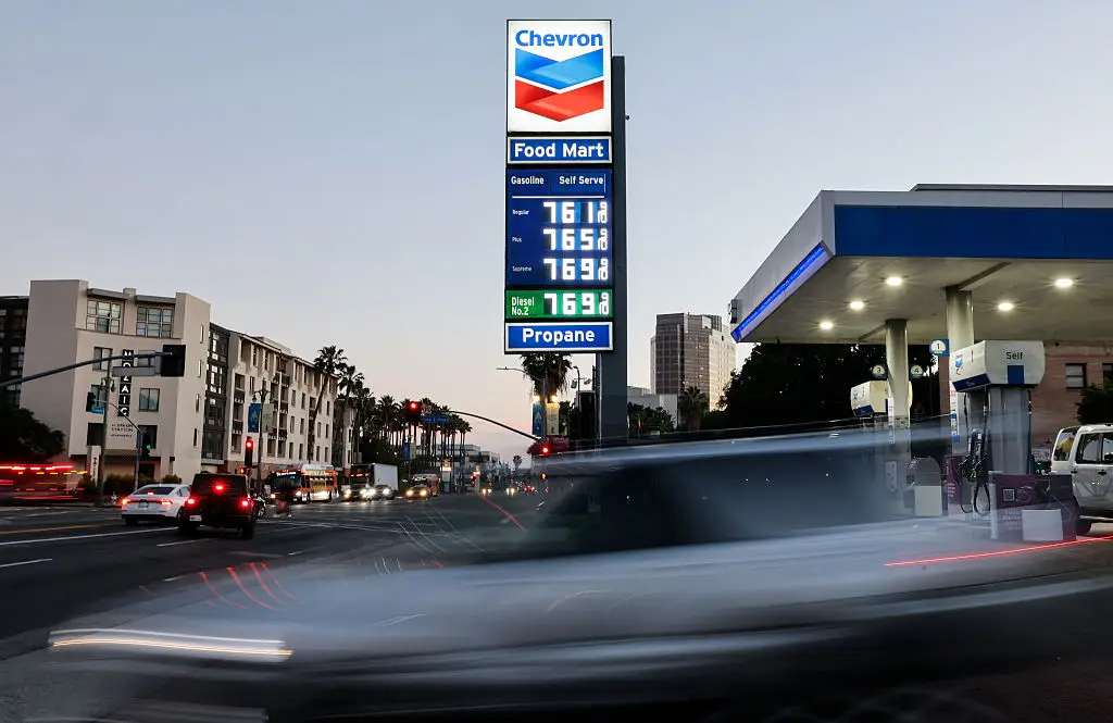 California holds the highest average gas prices right now, sitting just under $6-per-gallon for regular gas (Mario Tama/Getty Images)