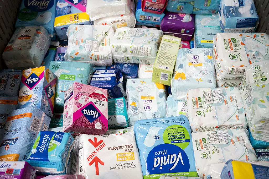 Not every airline is expected to stock sanitary pads in the bathroom, so it's still worth taking some of your own if you're not sure (Jean-François Fort/Hans Lucas/AFP via Getty Images)
