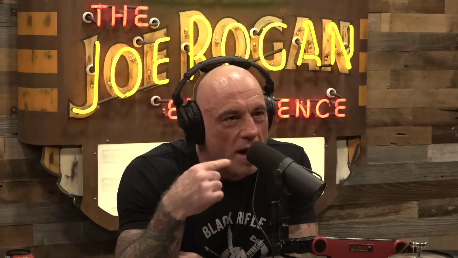 Rogan claimed that the government's silencing of social media posts could lead to a dystopian future dicatorship (YouTube/PowerfulJRE)