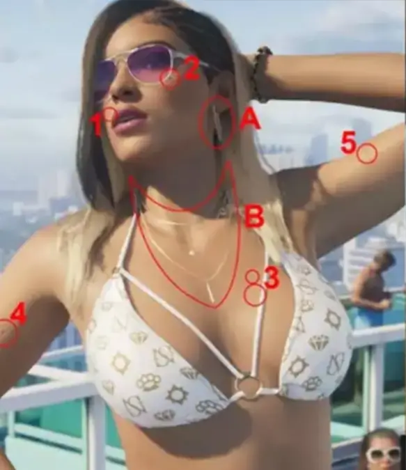 GTA fans have gone as far as to compare the bikini lady's features with Lucia's / Rockstar Games / Reddit/u/KryperExpress 