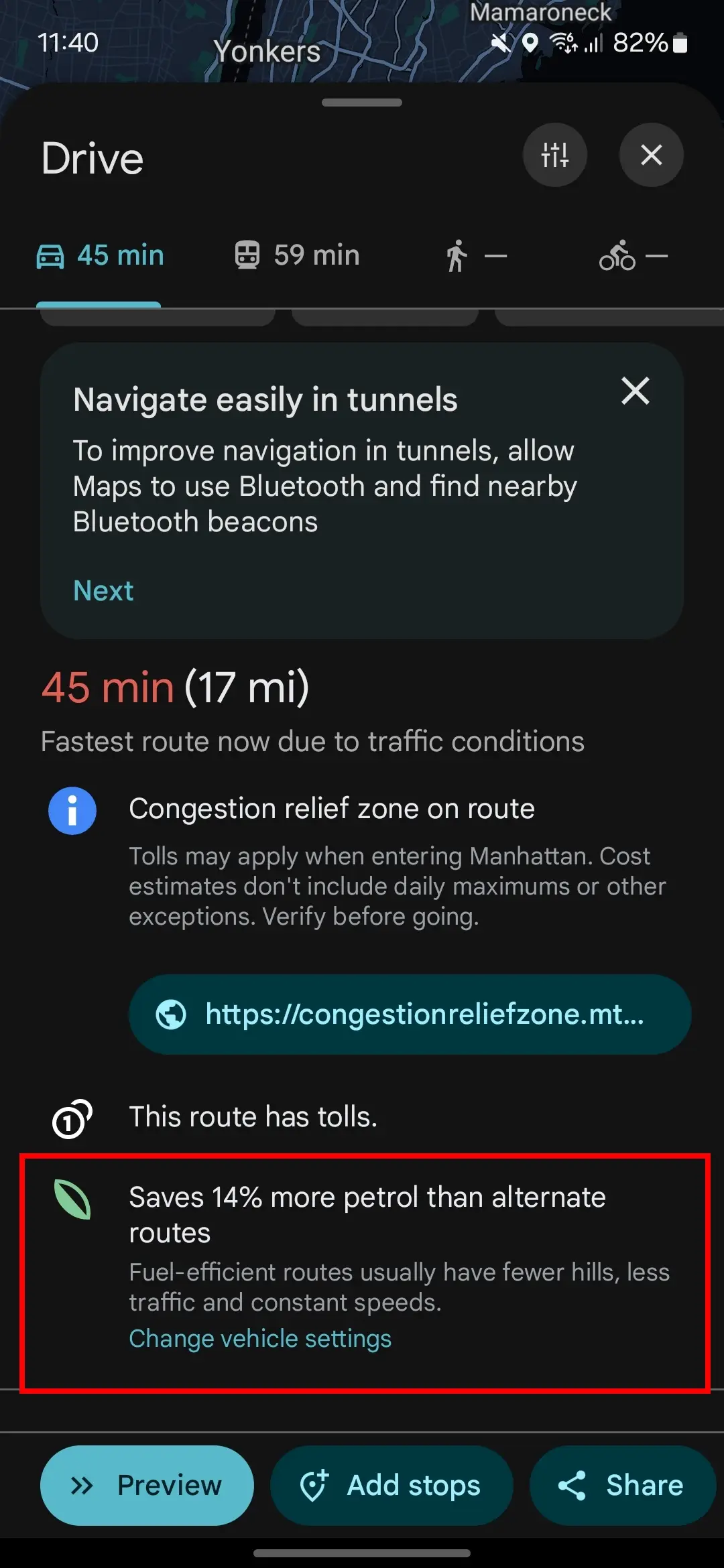 Fuel-efficient routes can save you money and benefit the environment (Google Maps)