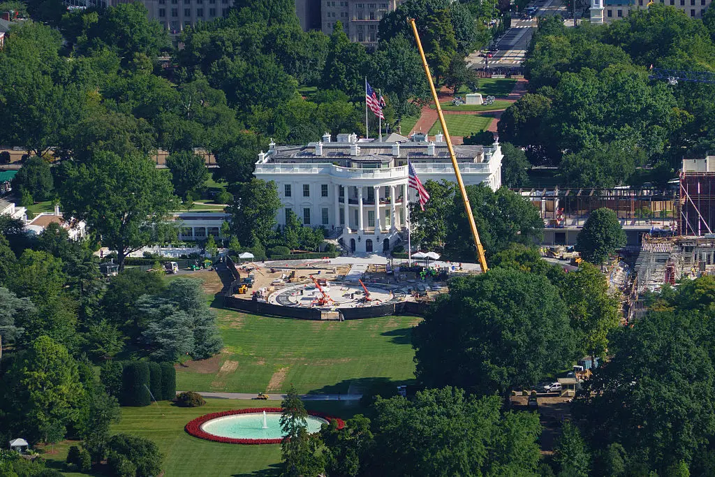 All work completed so far for the new White House helicopter landing pad has been scrapped after President Trump issues disapproval (Kevin Carter/Getty Images)