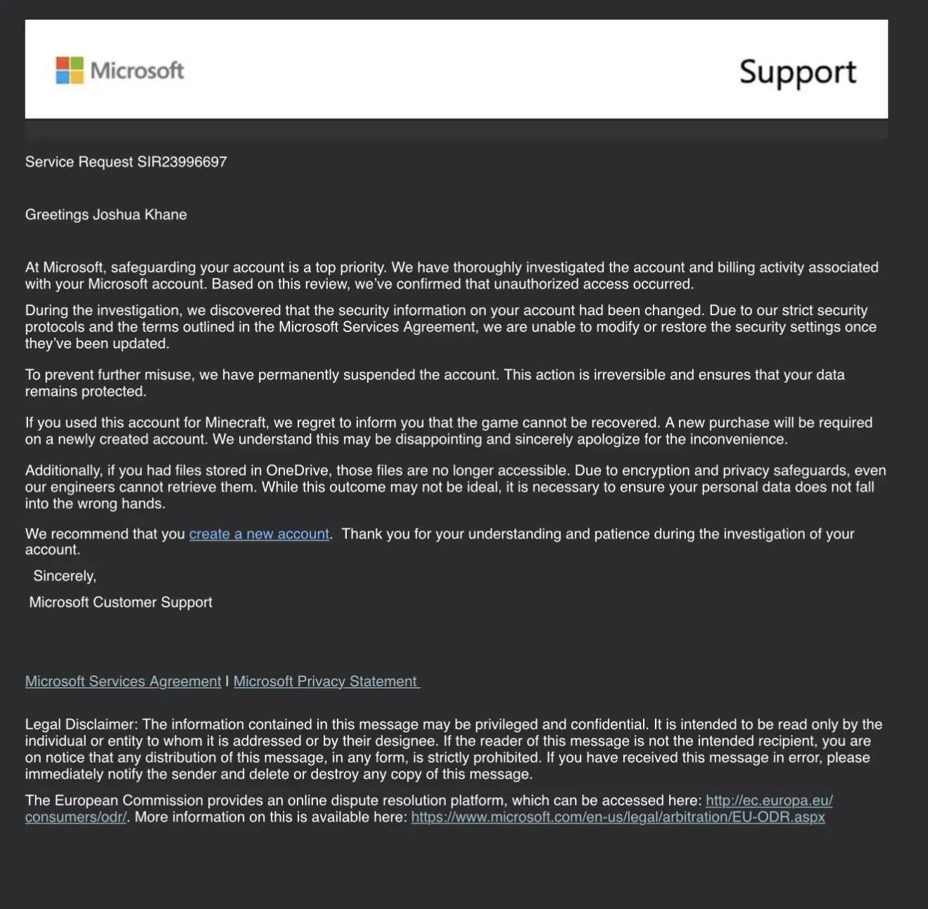 The gamer shared his anger at Microsoft online and called for action (X / Joshua Khane)