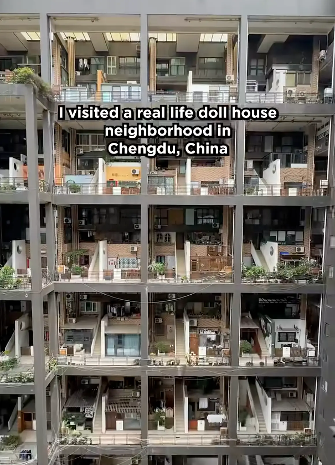 The apartment complex was described as 'toy-like' (YouTube/@JimmyVisitsWorld)