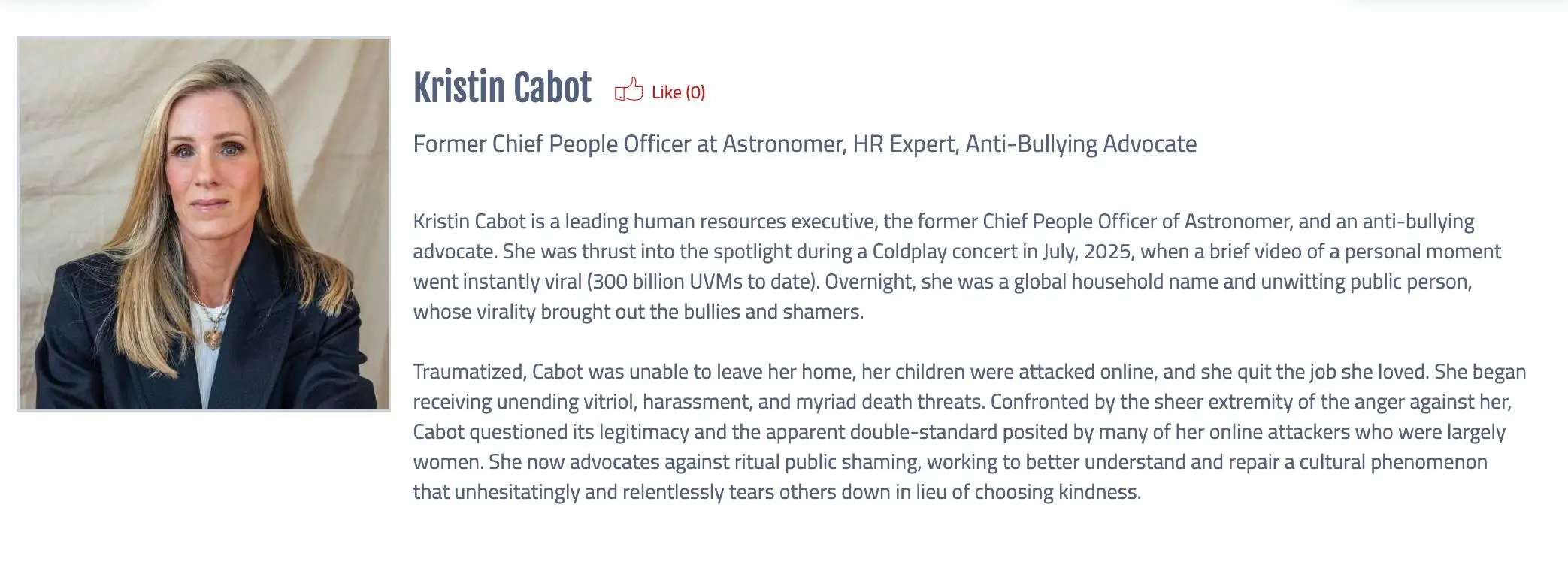 People have been mocking Cabot over the ticket price (PRWeek Crisis Comms Conference)