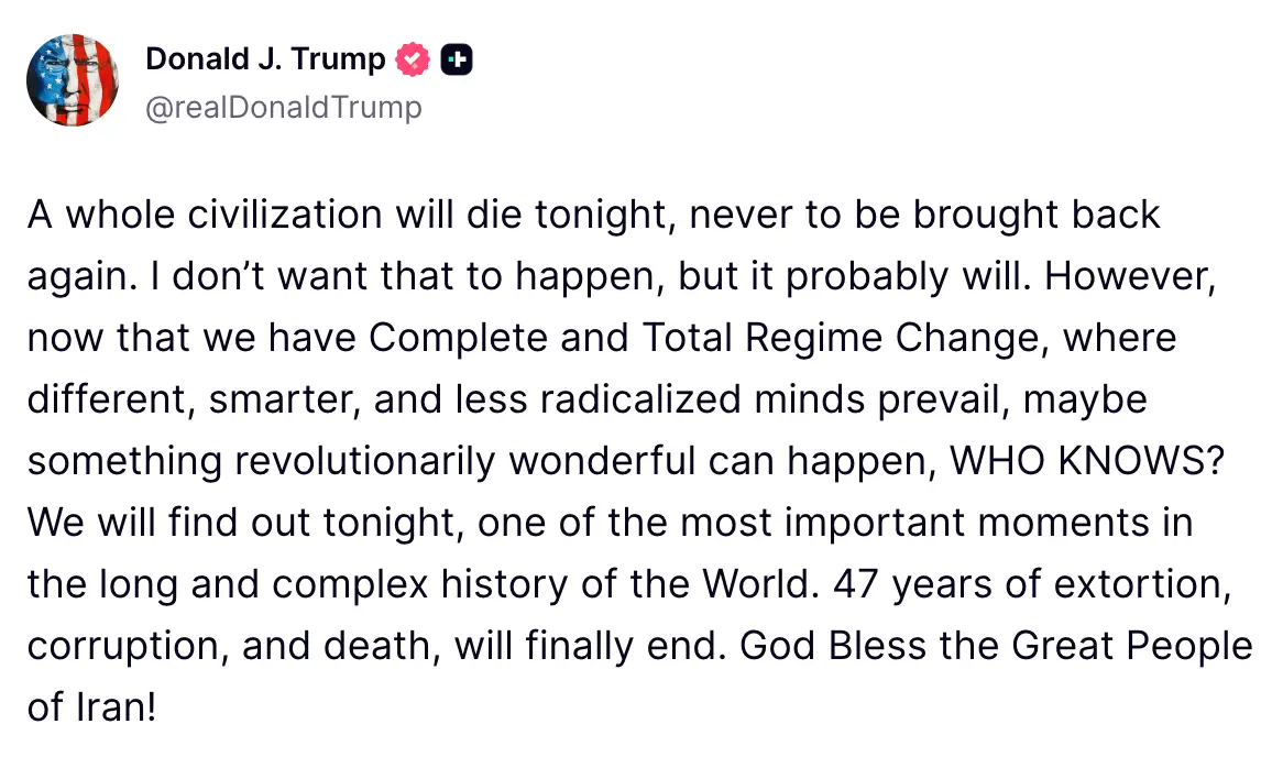 President Trump took to Truth Social to make new threats against Iran (Truth Social/@realDonaldTrump)