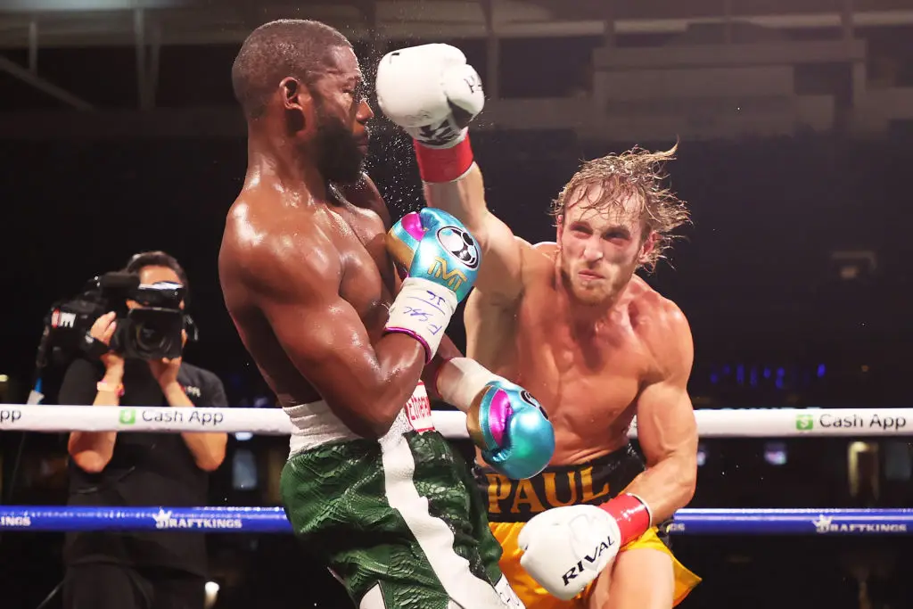 Logan Paul took on Floyd Mayweather back in 2021, but it appears as if the punches are still being thrown (Cliff Hawkins/Getty Images)