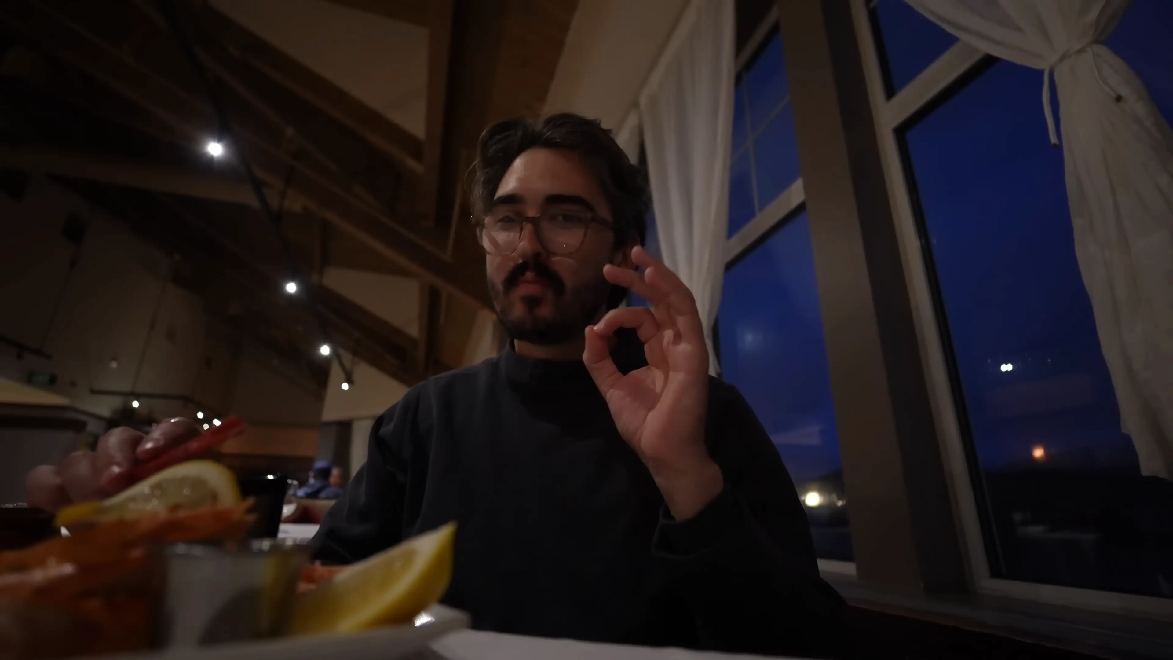 Tonio was 'very impressed' with the offerings at the hotel's restaurant, particularly the king crab legs (YouTube/Tonio Guajardo)