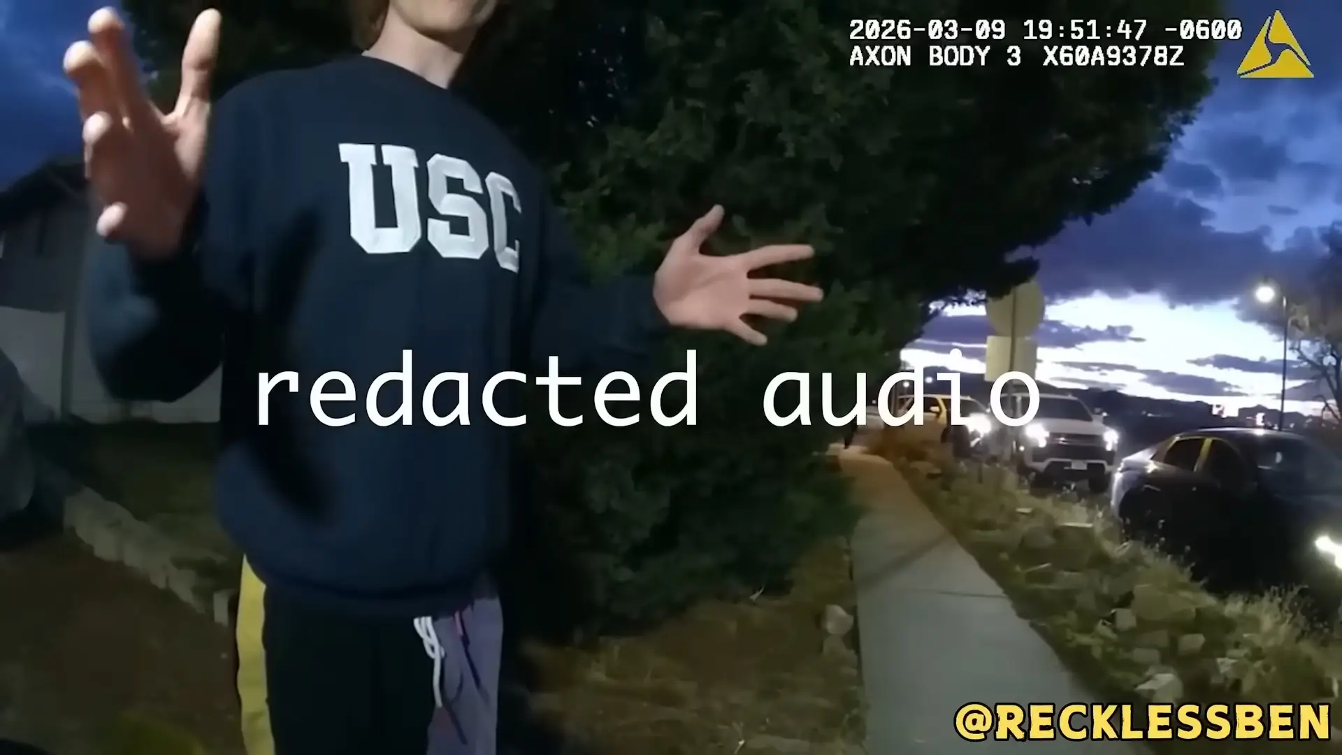 Police allegedly illegally redacted audio from body cam footage during a drug search of Schneider's car (YouTube/The Civil Rights Lawyer/Reckless Ben)