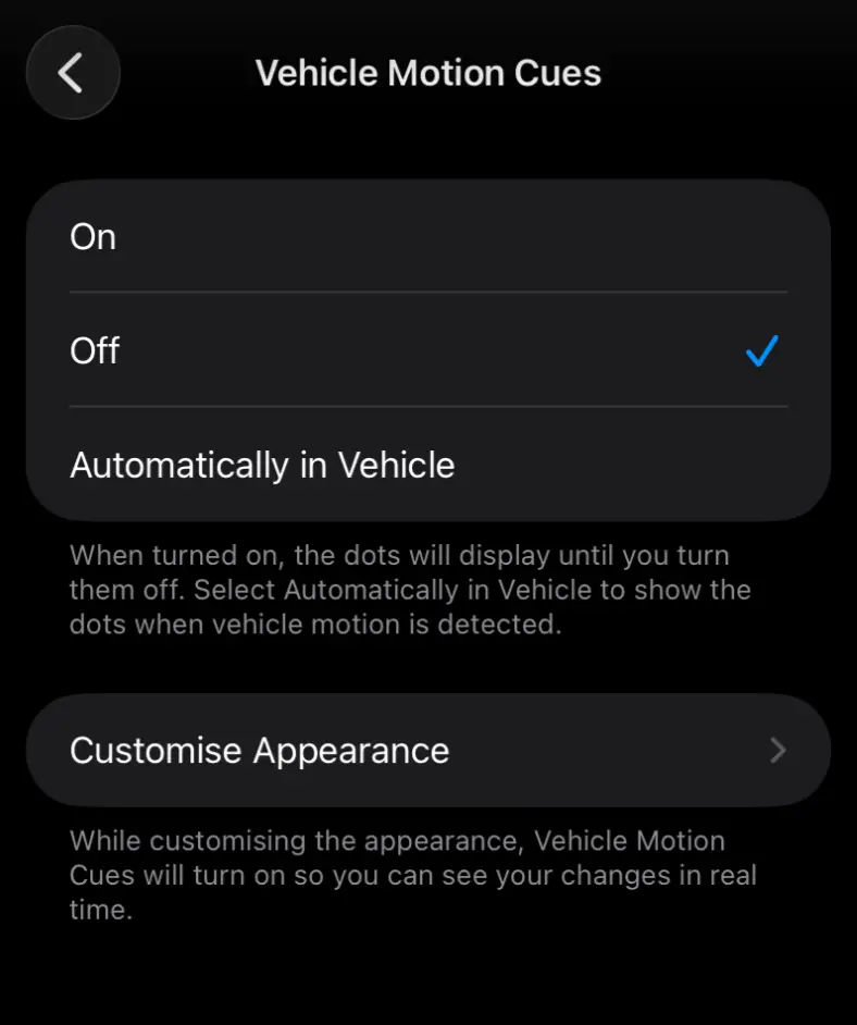 Vehicle Motion Cues can be found in your Accessibility settings on your iPhone (UniladTech)