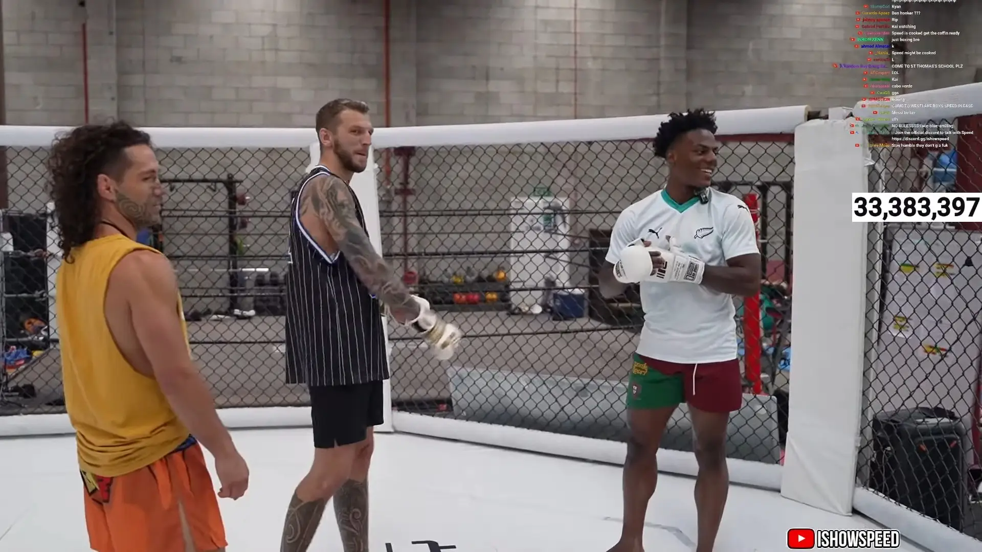 Speed might not be on the level of a pro UFC fighter quite yet... (IShowSpeed/YouTube)