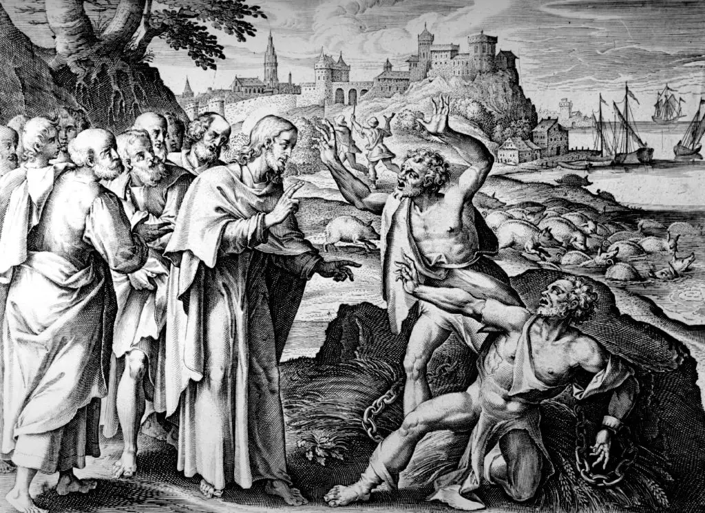 Jesus cast the 'Legion' of demons out of a man into a herd of pigs, which drowned themselves in the sea (Hulton Archive/Getty Images)