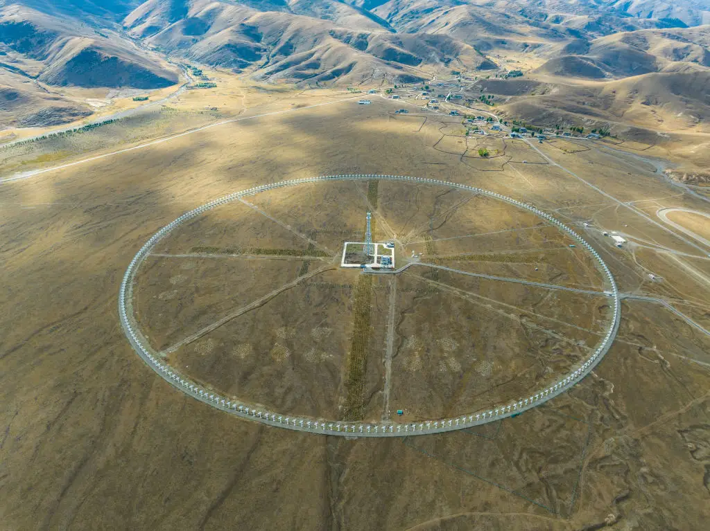 A solar radio imaging telescope array in Daocheng County, China. (NurPhoto/Contributor/Getty)