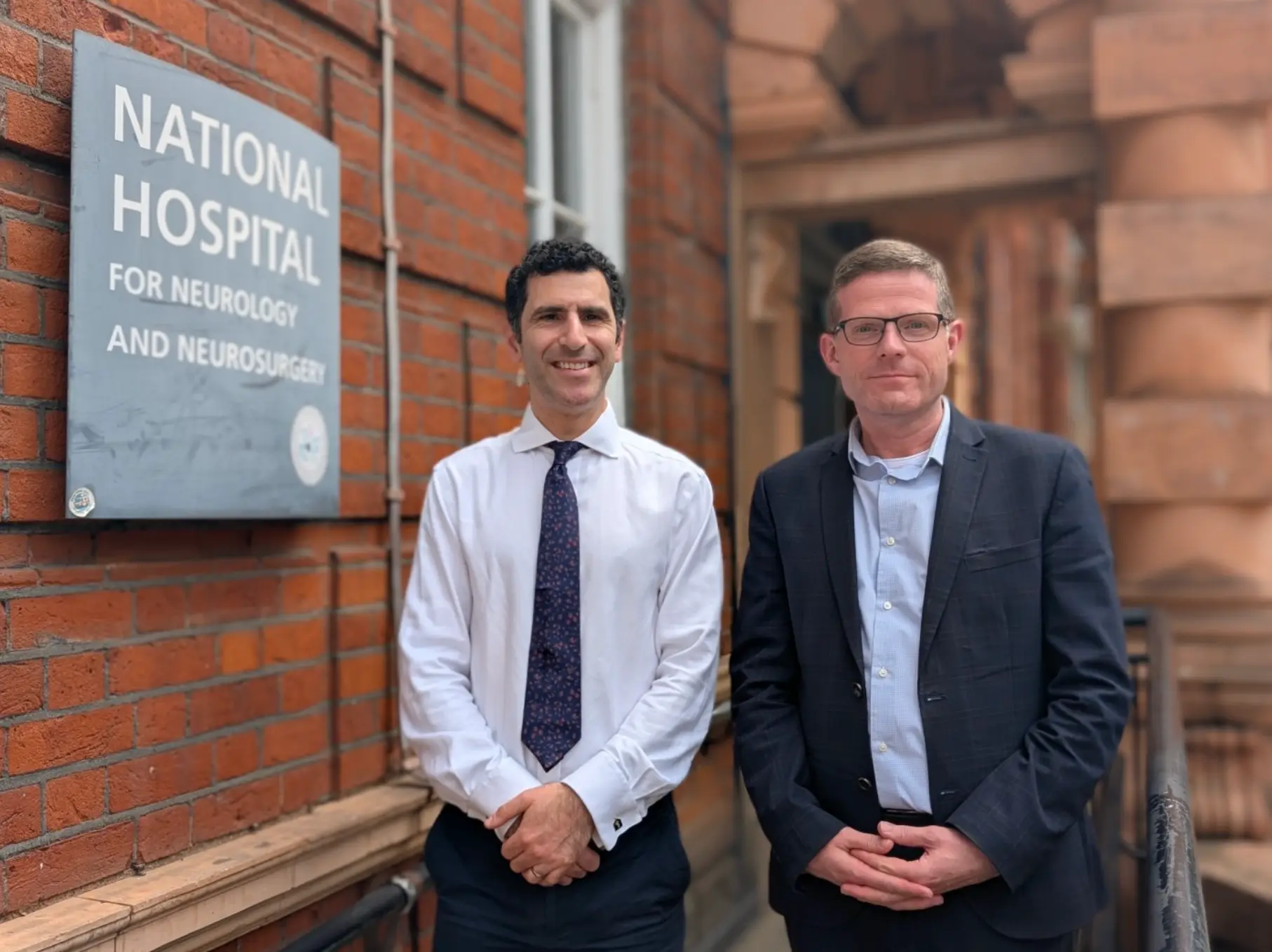 Neurosurgeon Professor Hani Marcus on the left with patient Rhys Hibbert on the right (University College London Hospital)