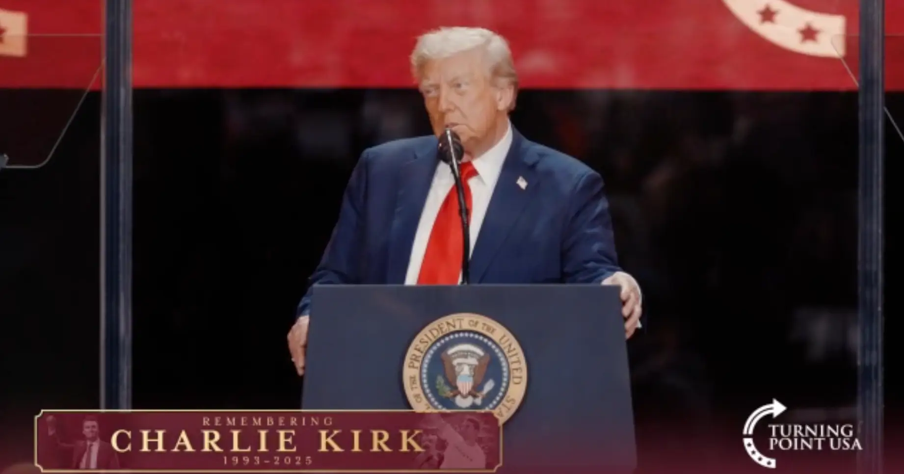 President Donald Trump gave a speech at Charlie Kirk's memorial (Rumble)