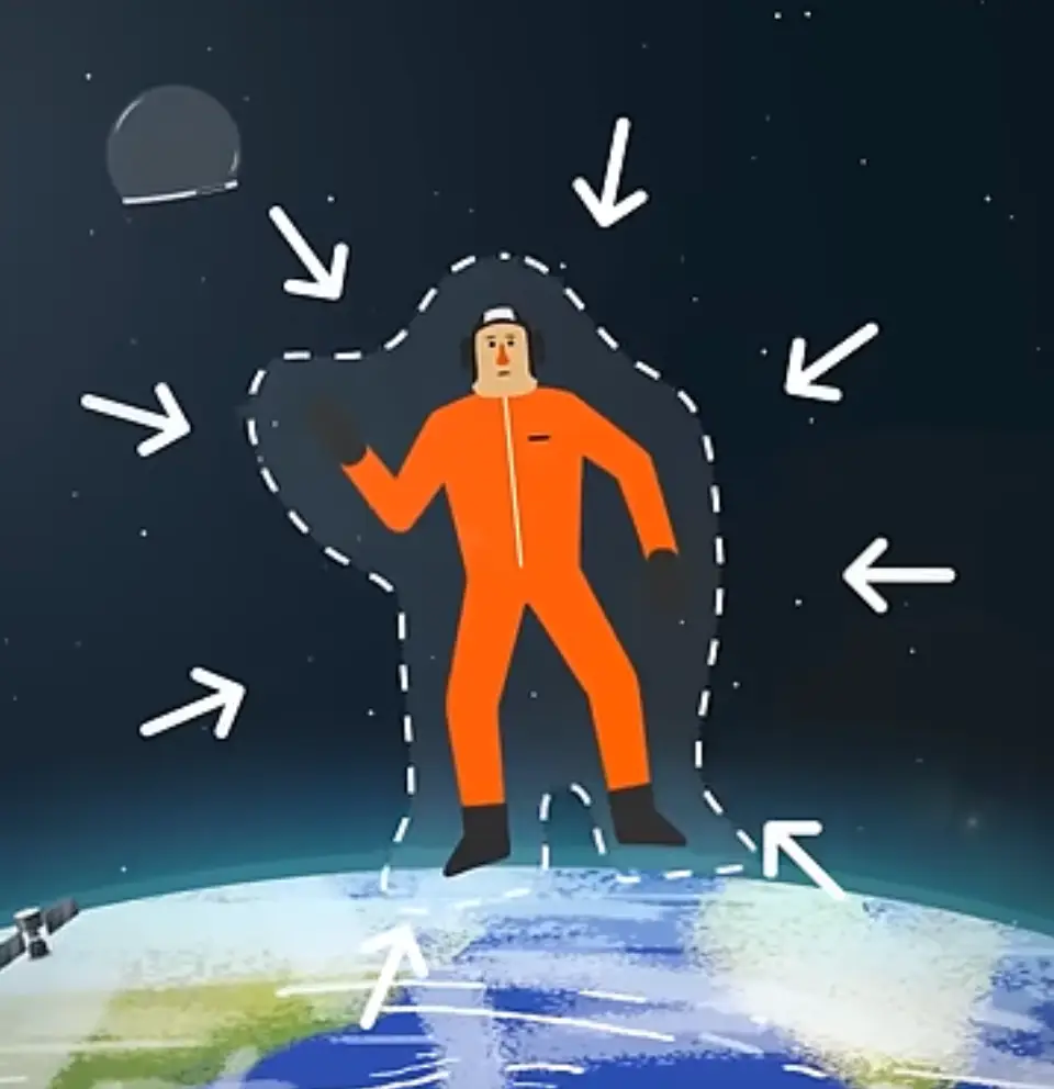 The simulation shows how you would die in space (Cleo Abram/ YouTube)