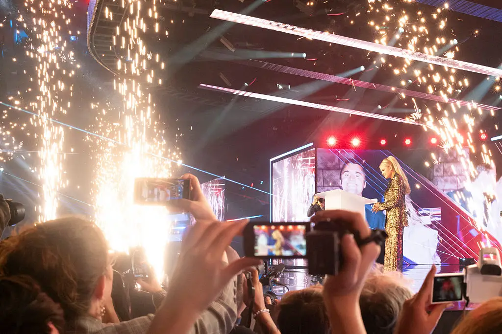 Kirk has to improv her AmericaFest speech (OLIVIER TOURON / Contributor / Getty)