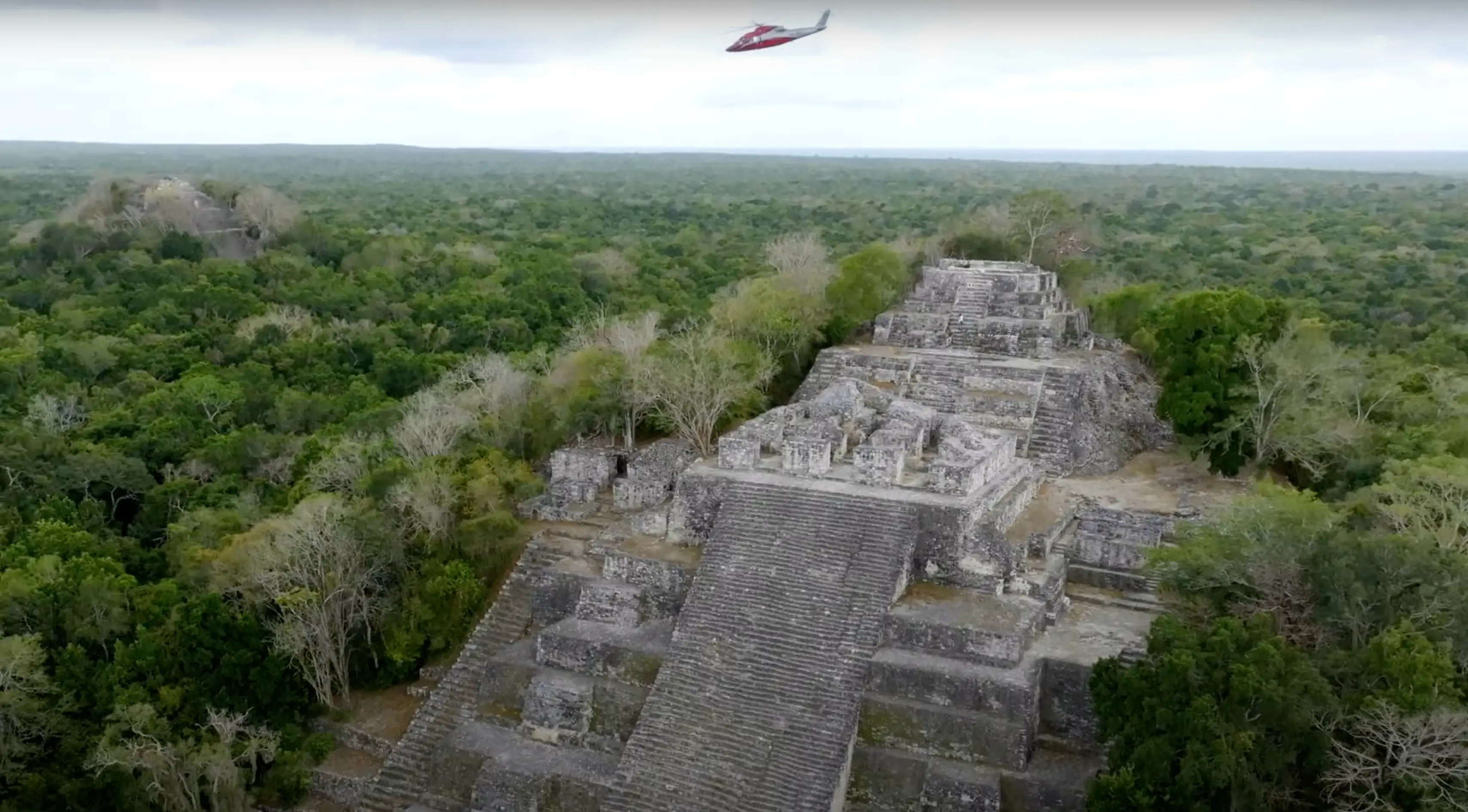 The YouTuber made it appear like the team were dropped off by a helicopter (YouTube/@MrBeast)