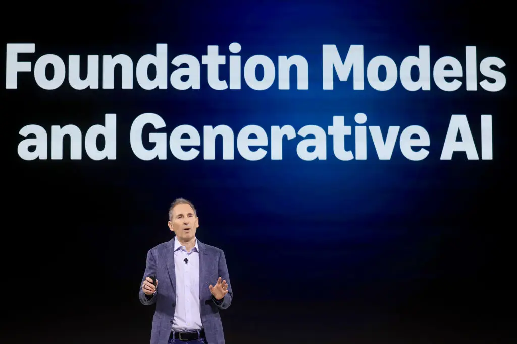 Jassy believes generative AI to be a 'once-in-a-lifetime reinvention' opportunity for Amazon (Michael Nagle/Bloomberg via Getty Images)