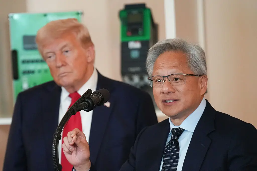 Jensen Huang received a surprise phone call from Trump, where the president went on a rant about the recent AI slowdown (Andrew Harnik/Getty Images)