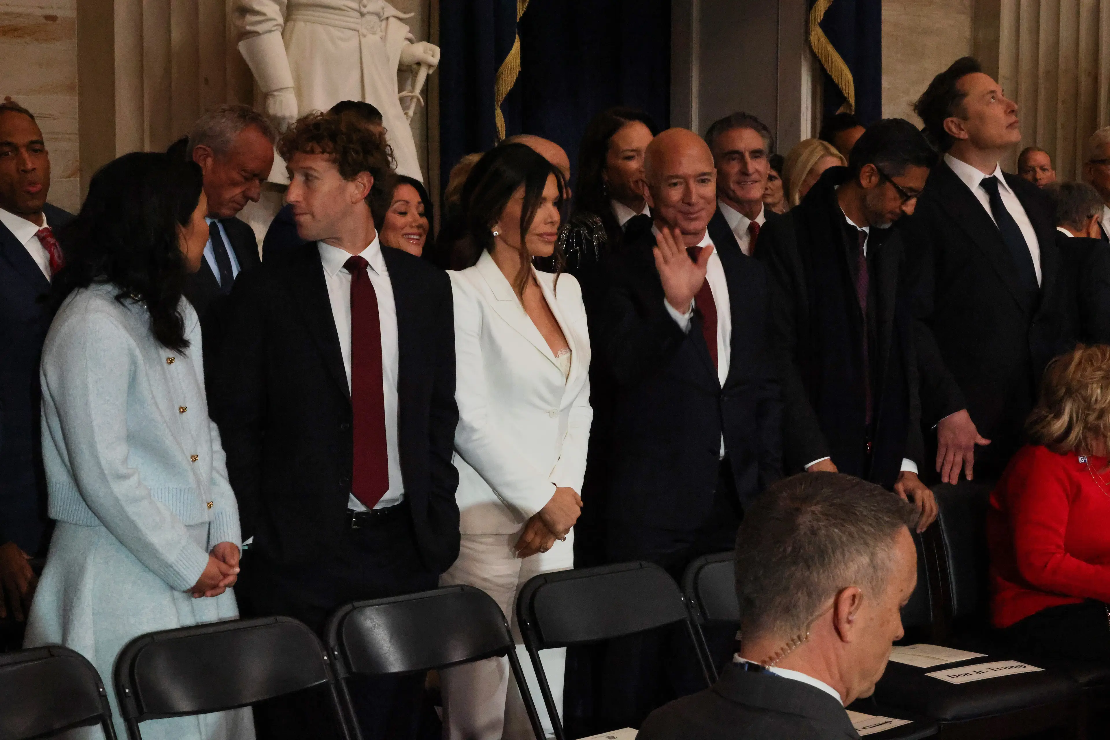 Jeff Bezos and other tech giants gathered at Trump's inauguration (Chip Somodevilla / Staff / Getty)