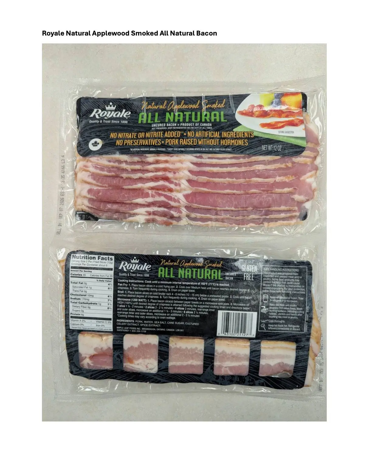 Two specific types of bacon are part of the recall (FSIS)