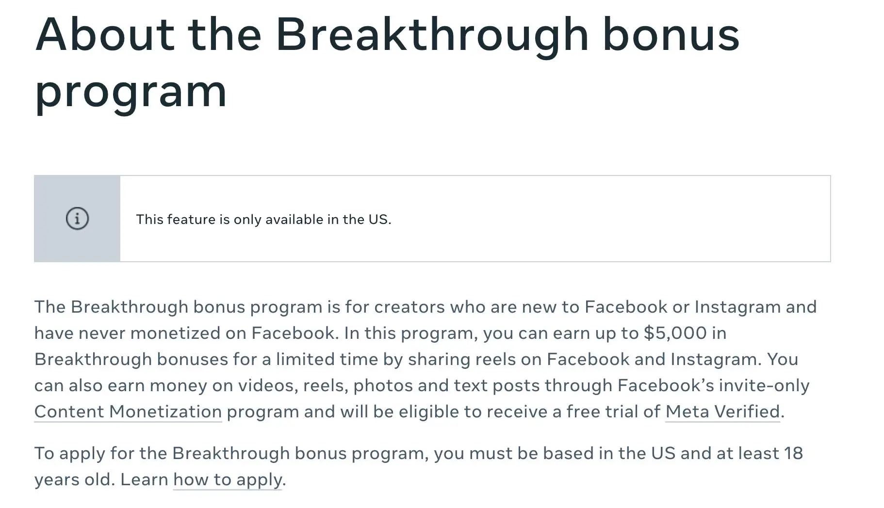 The Breakthrough bonus program comes with some important rules (Meta)