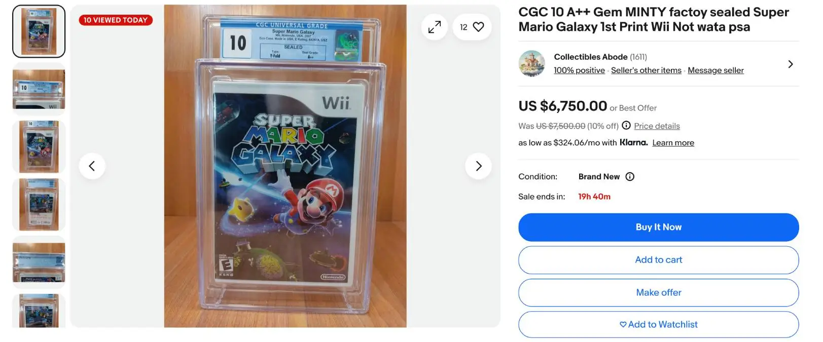 Mario's adventures can fetch a pretty penny at auction (eBay)