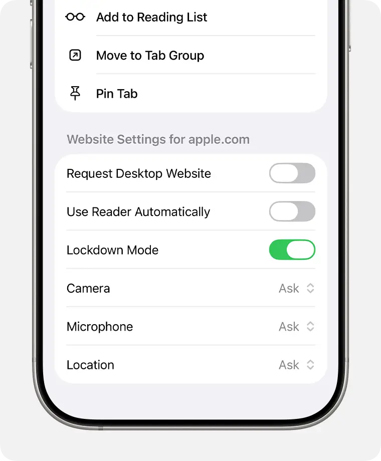 Lockdown Mode limits a number of key features on your device for enhanced protection (Apple)