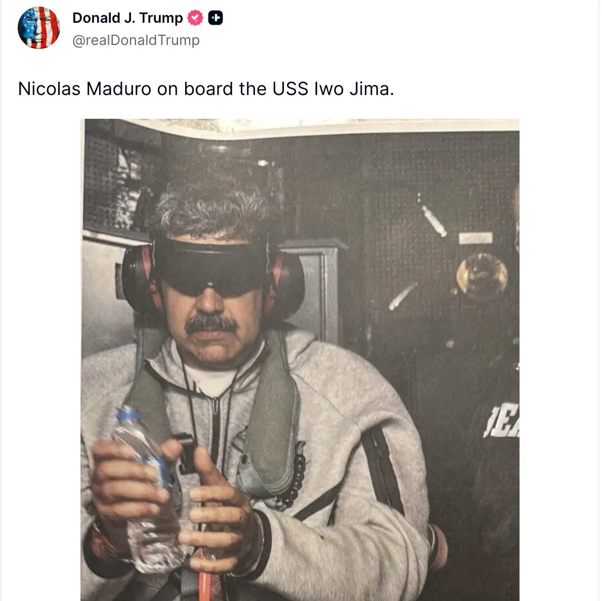 The USA has captured Maduro and his wife (Truth Social / Donald J. Trump)