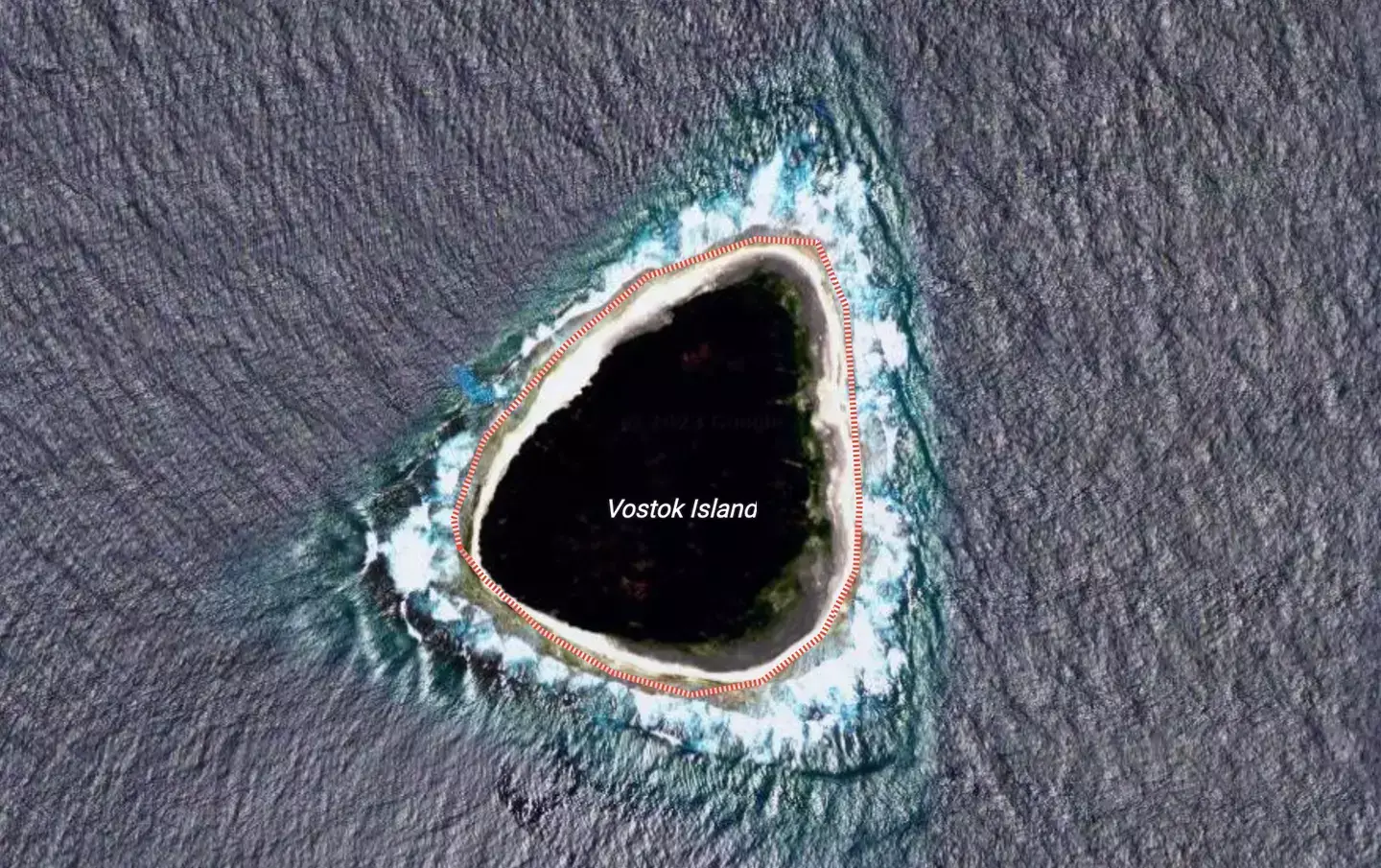What Vostok Island looks like on Google Maps.