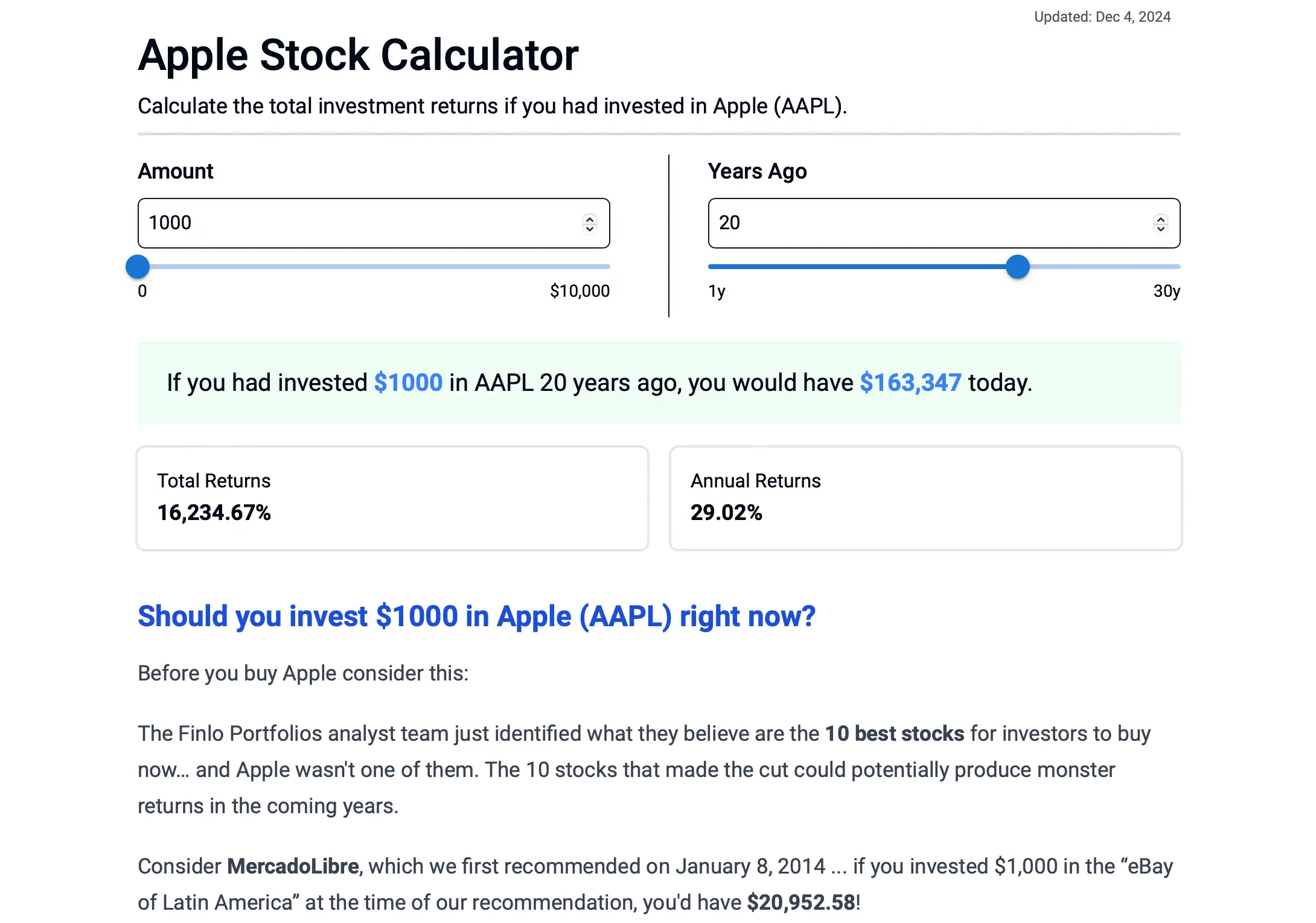 Apple's stock value has soared over the past two decades (Finlo)