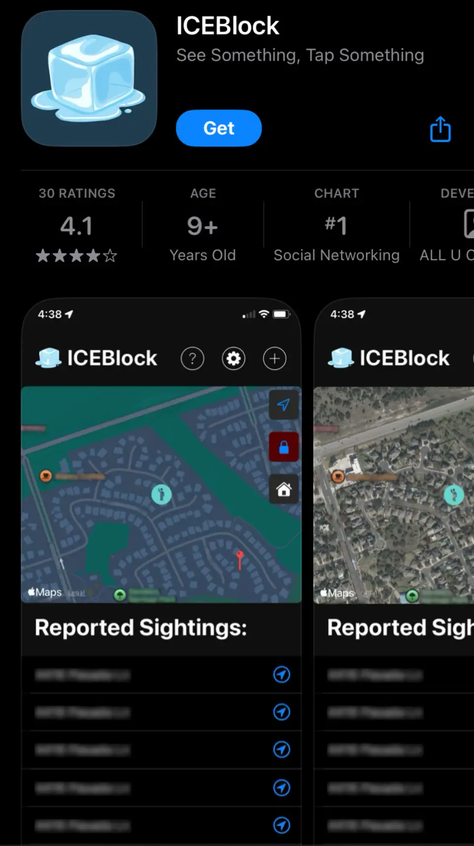 The app allows users to anonymously report any sightings of US Immigration and Customs Enforcement officials (ICEBlock)