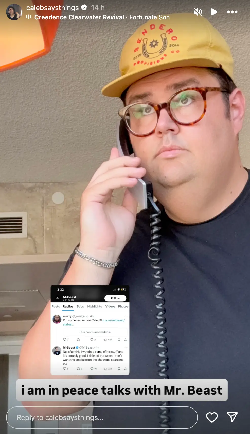 MrBeast complained about his ranking in Rolling Stone's ‘25 most influential creators of 2025’ (Instagram/@calebsaysthings)